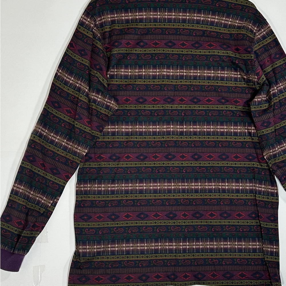 Vintage Lands End Aztec Western Long Sleeve Shirt Mens Size Large 42-44 USA Made - Picture 14 of 15